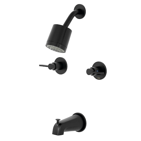 Kingston Brass Tub and Shower Faucet, Matte Black, Wall Mount KBX8140NDL